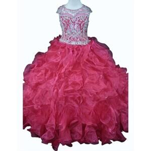 NEW LITTLE ROSIE girl's long pageant dress in strawberry